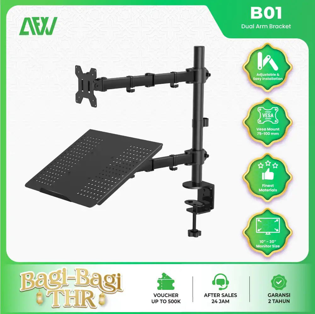 Bracket Monitor & Stand Laptop Dual Arm ALL FOR WORK