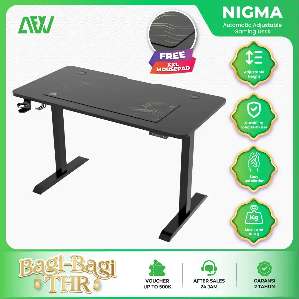 Nigma Meja Kerja Gaming Elektrik Otomatis Adjustable Standing Desk ALL FOR WORK