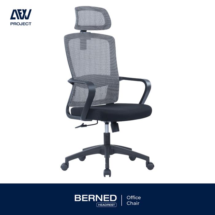 Kursi Kantor Ergonomis BERNED Kursi Kantor Nyaman Mesh Hitam