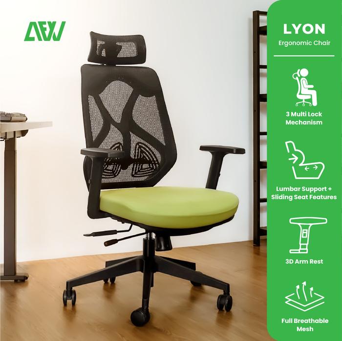 Kursi Kerja LYON Kursi Kantor Ergonomis Stylish Nyaman dan Adjustable