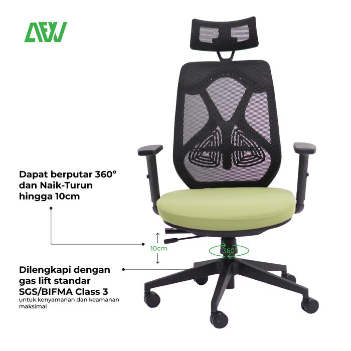 Kursi Kerja LYON Kursi Kantor Ergonomis Stylish Nyaman dan Adjustable